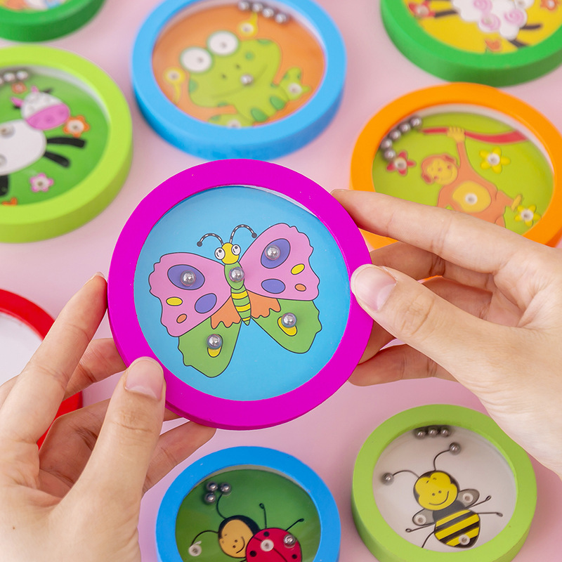 Wooden Cartoon Children&#039;s Puzzle Maze Balance Rolling Ball Hands-on Children&#039;s Small Toys Wholesale Students&#039; Prize Gift
