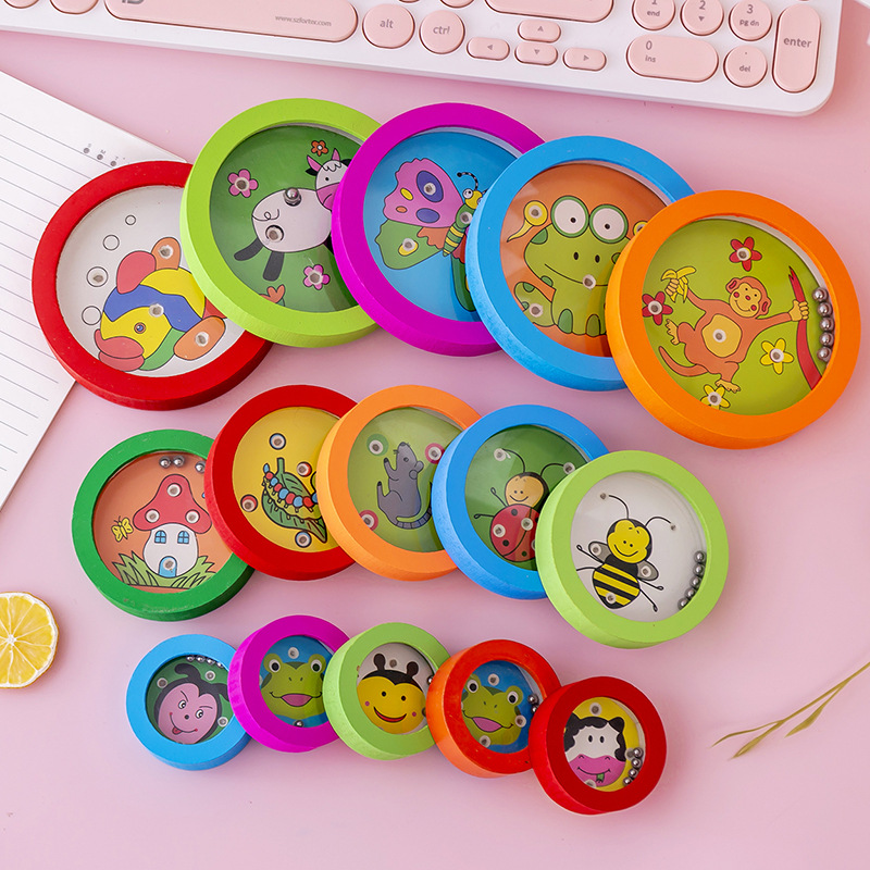 Wooden Cartoon Children&#039;s Puzzle Maze Balance Rolling Ball Hands-on Children&#039;s Small Toys Wholesale Students&#039; Prize Gift