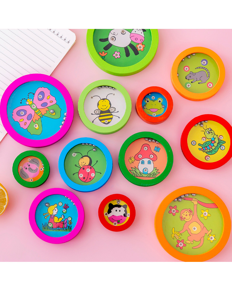 Wooden Cartoon Children's Puzzle Maze Balance Rolling Ball Hands-on Children's Small Toys Wholesale Students' Prize Gift Wooden Cartoon Children's Puzzle Maze Balance Rolling Ball Hands-on Children's Small Toys Wholesale Students' Prize Gift