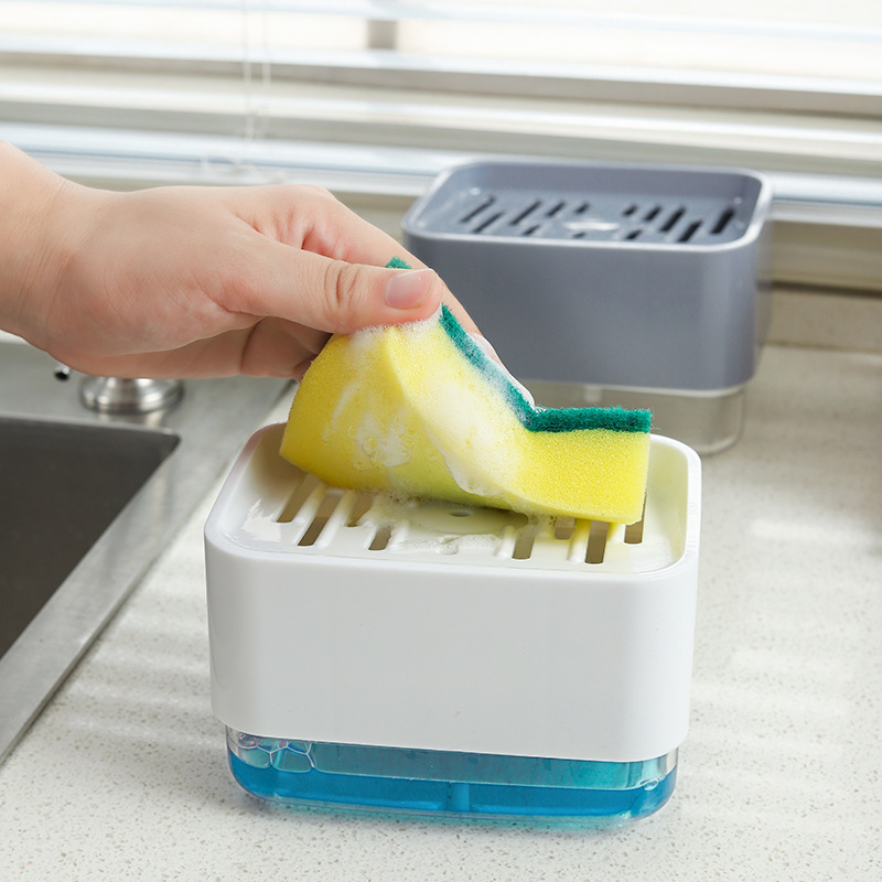 Detergent Press Storage Box Automatic Liquid Adding Automatic Liquid Adding Box Sponge Brush out Liquid Box TikTok Same Style