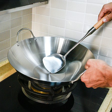 Stainless Steel Wok Extra Thick Quick-Fry Pan Binaural Specifications Complete Wok Restaurant Canteen Hotel Wok Wholesale Wholesale Factory Price