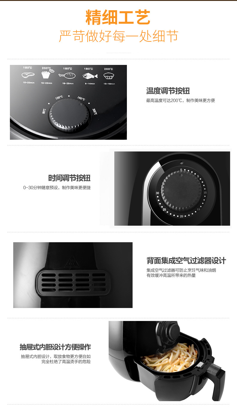 Household Air Fryer Large Capacity Intelligent Fume-Free Bread Maker Multi-Function Automatic Fry Twisted Dough-Strips Machine Deep Frying Pan