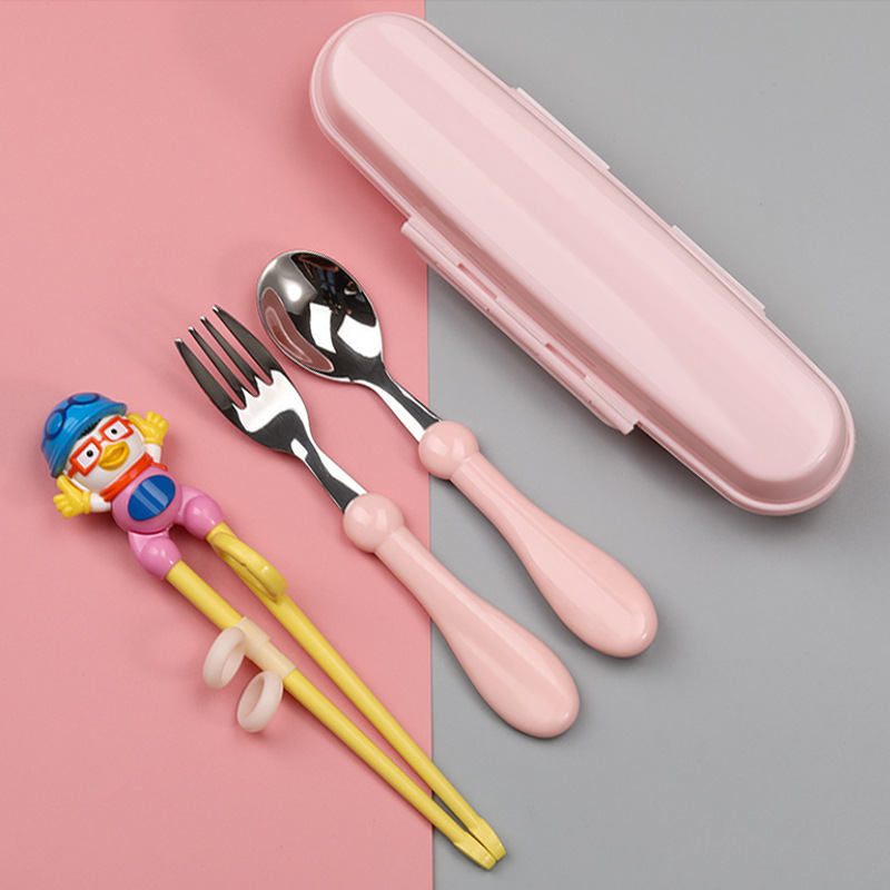 Factory Pororo Children&#039;s Learning Chopsticks Tableware Set Infant Chopsticks Training Chopsticks Baby Household Spork Chopsticks