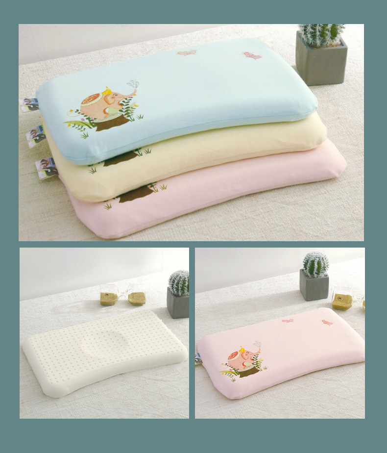 Cartoon Cotton Latex Pillow Baby Pillow Full Cotton Pillowcase Kindergarten Children's Comfortable Latex Pillow Pillow
