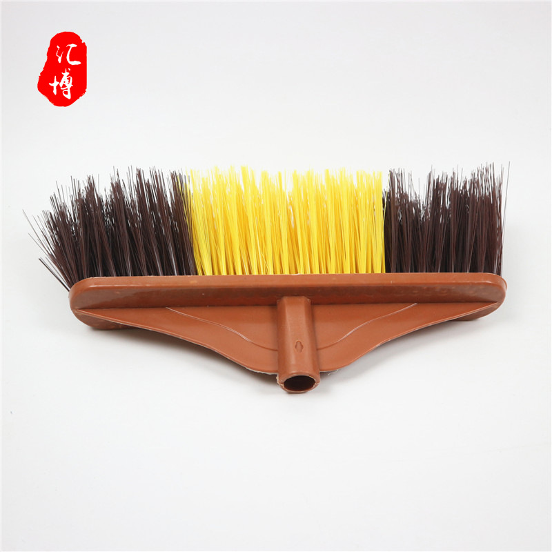 Yiwu Factory Africa Hot Sale Large Size Broom Head Plastic Coffee Color High Stretch Yarn Broom Head with Wooden Pole 9006