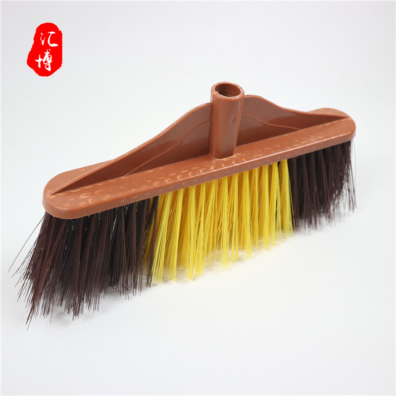 Yiwu Factory Africa Hot Sale Large Size Broom Head Plastic Coffee Color High Stretch Yarn Broom Head with Wooden Pole 9006