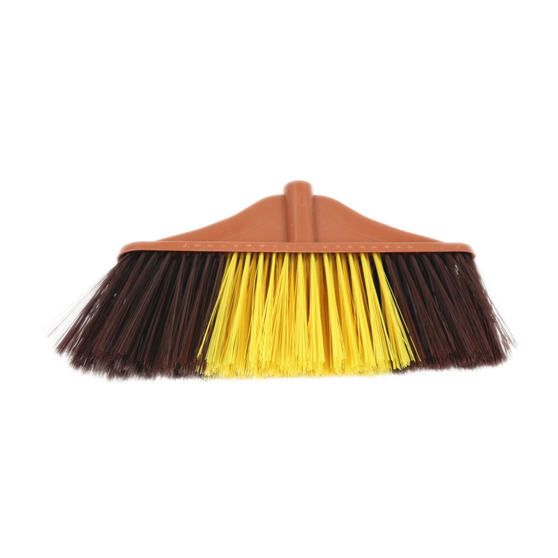 Yiwu Factory Africa Hot Sale Large Size Broom Head Plastic Coffee Color High Stretch Yarn Broom Head with Wooden Pole 9006