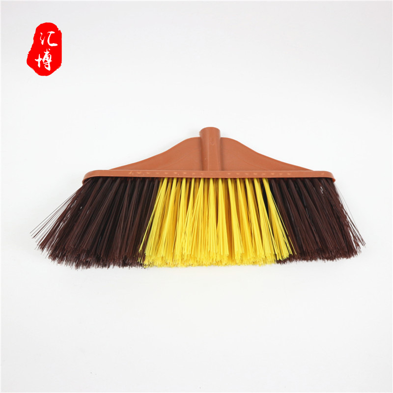 Yiwu Factory Africa Hot Sale Large Size Broom Head Plastic Coffee Color High Stretch Yarn Broom Head with Wooden Pole 9006