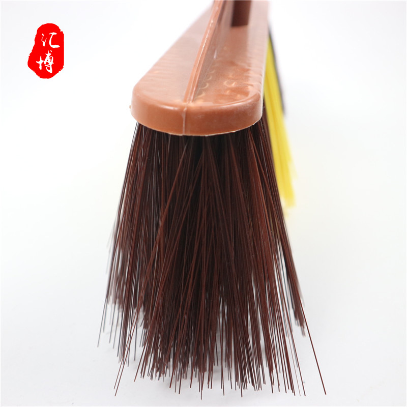 Yiwu Factory Africa Hot Sale Large Size Broom Head Plastic Coffee Color High Stretch Yarn Broom Head with Wooden Pole 9006