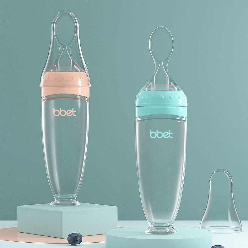 Baby Rice Paste Spoon Feeding Bottle Squeeze Type Baby Spoon Silicone Soft Spoon Rice Noodles Baby Solid Food Tools Factory Direct Sales