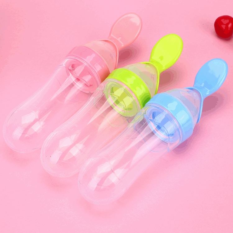 Baby Rice Paste Rice Flour Complementary Food Feeding Bottle Silicone Rice Cereal Bowl Spoon Integrated Extrusion Baby Feeding