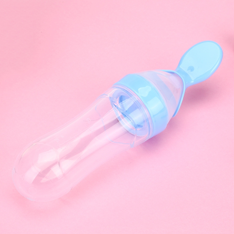 Baby Rice Paste Rice Flour Complementary Food Feeding Bottle Silicone Rice Cereal Bowl Spoon Integrated Extrusion Baby Feeding