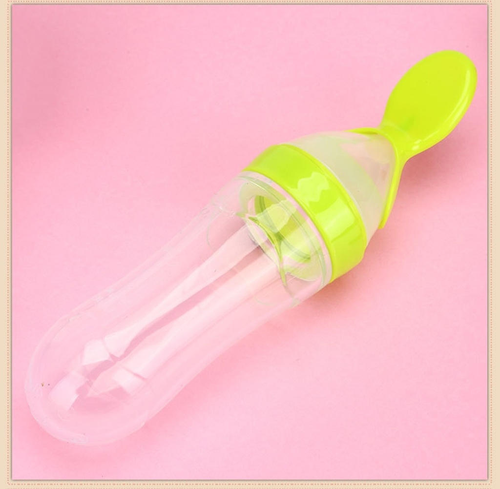 Baby Rice Paste Rice Flour Complementary Food Feeding Bottle Silicone Rice Cereal Bowl Spoon Integrated Extrusion Baby Feeding
