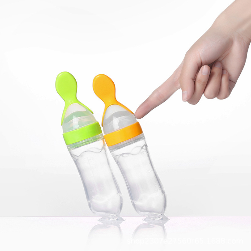 Rice Paste Bottle Milk Spoon Baby Feeding Squeeze Type Silicone Feeder Children Eat Rice Flour Complementary Food Baby Feeding Spoon