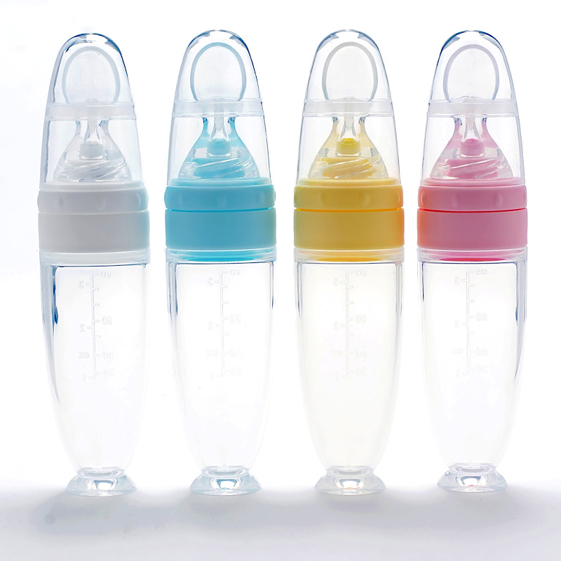  Silicone Rice Cereal Baby Spoon Female Infant Dietary Supplement Silicone Children&#039;s Tableware Sucker Rice Paste Bottle