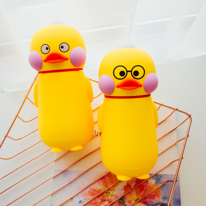 Creative Trending Small Yellow Duck Thermos Cup Korean Cute Student Children&#039;s Portable Thermos Bottle Cartoon Moetry Baby Kettle
