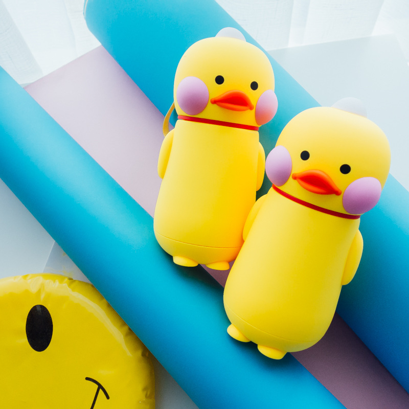 Creative Trending Small Yellow Duck Thermos Cup Korean Cute Student Children&#039;s Portable Thermos Bottle Cartoon Moetry Baby Kettle