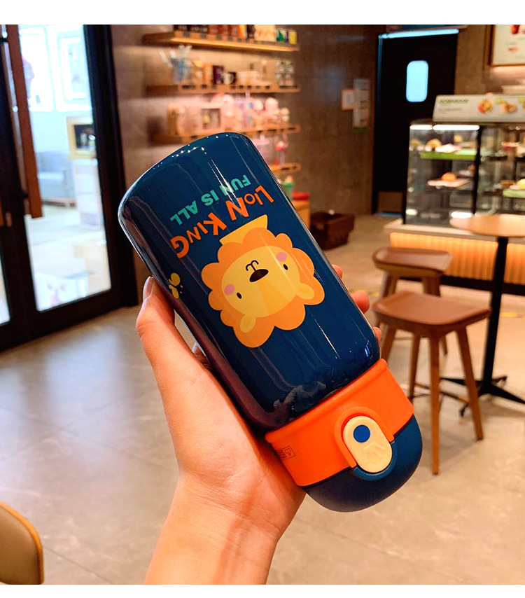 Cute Cartoon Animal Strap Children's Insulated Stainless Steel Bottle Baby Drinking Kettle Mini Single Cover Water Cup