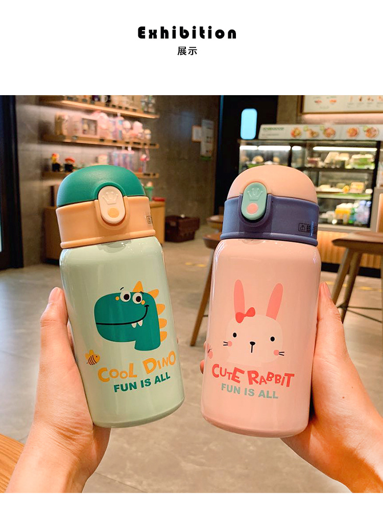 Cute Cartoon Animal Strap Children's Insulated Stainless Steel Bottle Baby Drinking Kettle Mini Single Cover Water Cup
