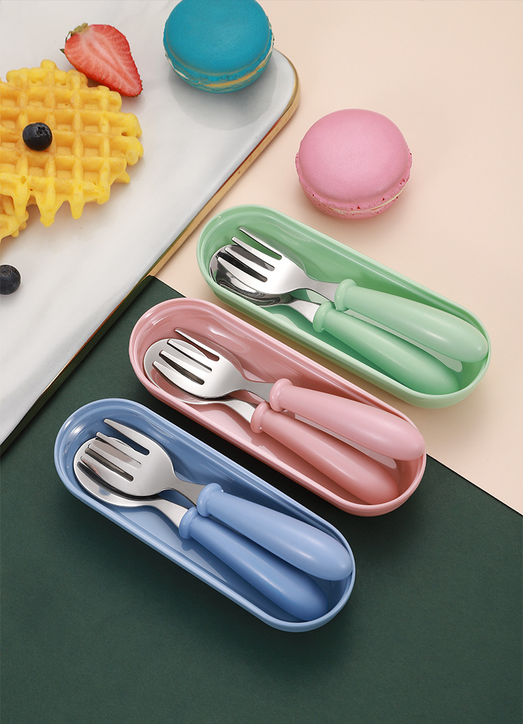 New 304 Stainless Steel Children's Tableware Candy Color Children's 3-Piece Forks and Spoons Baby Kindergarten Gifts New 304 Stainless Steel Children's Tableware Candy Color Children's 3-Piece Forks and Spoons Baby Kindergarten Gifts
