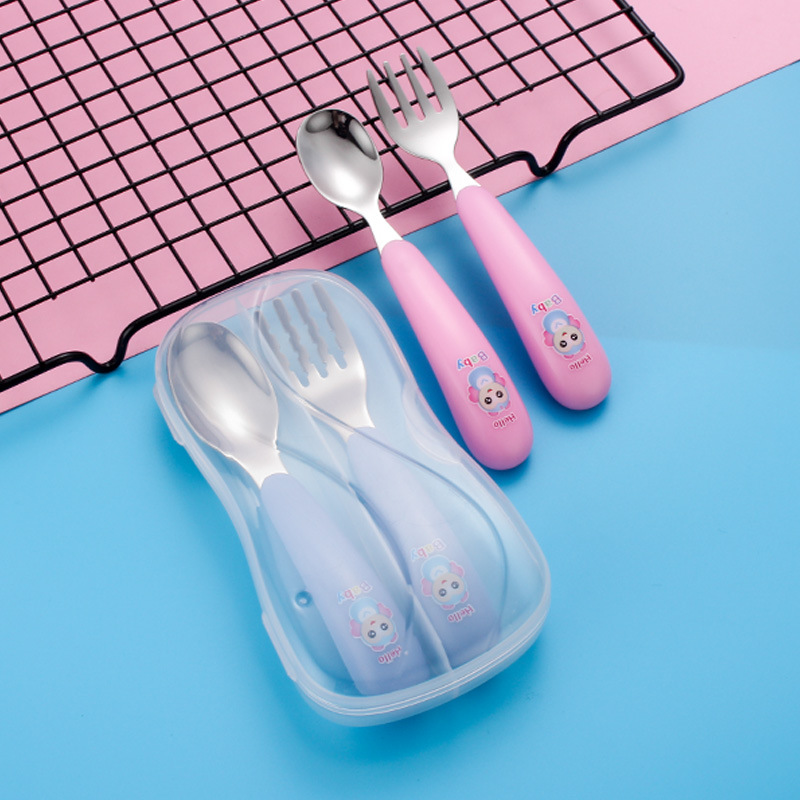 304 Children &#039;s forks and spoons with stainless steel creative portable tableware set chicken forks and spoons for baby tableware