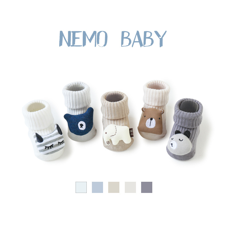Children&#039;s Socks Autumn New Korean Embroidery Doll Baby&#039;s Socks Non-Slip Dispensing Room Socks Infant Toddler Socks