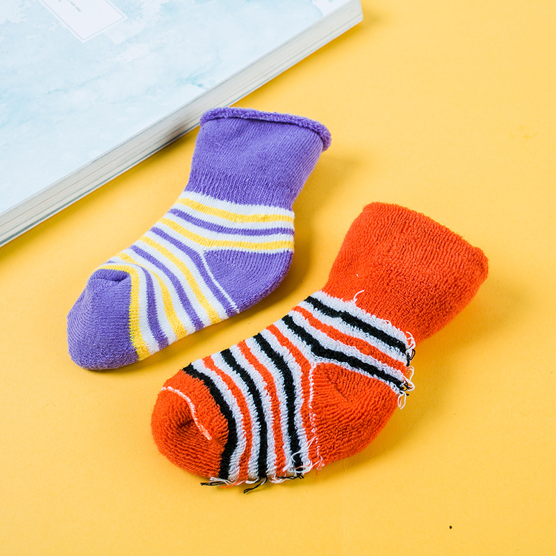 Children&#039;s Striped Terry-Loop Hosiery Baby Terry-Loop Hosiery Infant Boys Girls Extra Thick Thermal Socks 1-3 Years Old
