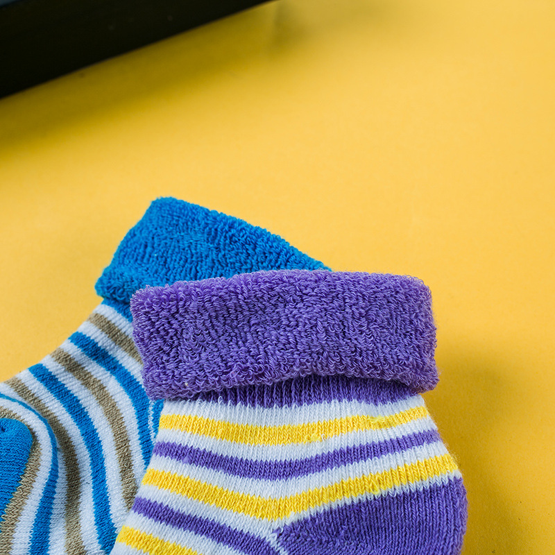 Children&#039;s Striped Terry-Loop Hosiery Baby Terry-Loop Hosiery Infant Boys Girls Extra Thick Thermal Socks 1-3 Years Old
