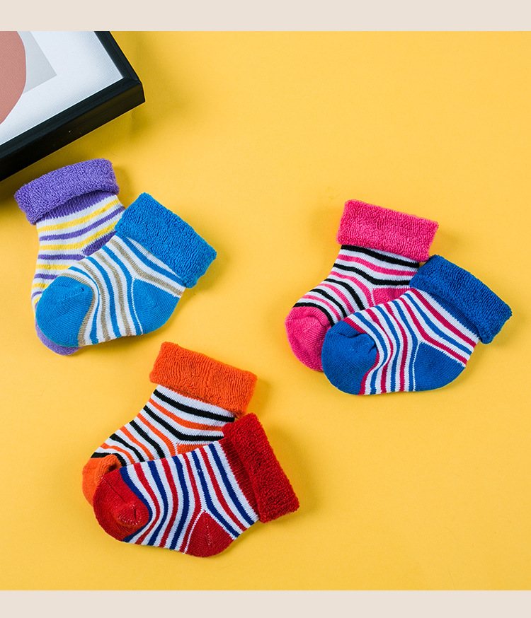 Children's Striped Terry-Loop Hosiery Baby Terry-Loop Hosiery Infant Boys Girls Extra Thick Thermal Socks 1-3 Years Old Children's Striped Terry-Loop Hosiery Baby Terry-Loop Hosiery Infant Boys Girls Extra Thick Thermal Socks 1-3 Years Old