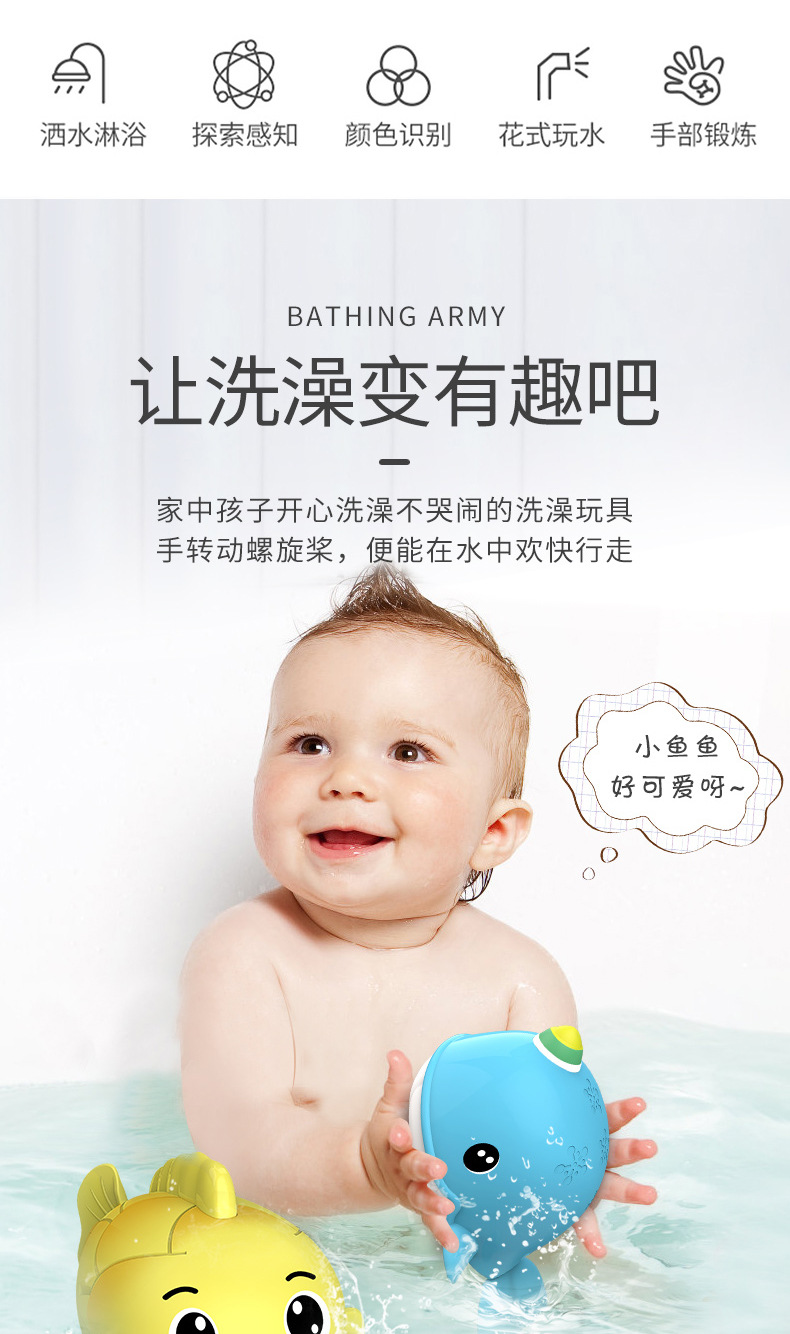 Infant New Children's Bath Toys Bathroom Water Playing Water Spray Bath Wind-up Toy Creative Gift Cross-Border Hot Selling