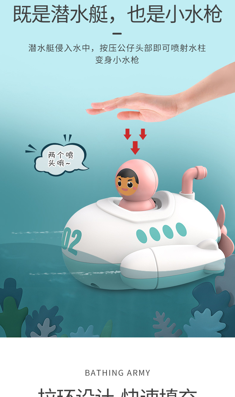 Infant New Children's Bath Toys Bathroom Water Playing Water Spray Bath Wind-up Toy Creative Gift Cross-Border Hot Selling