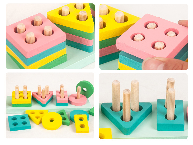 One Piece Dropshipping Early Education Infant Children 'S Toys Beaded Beads Sets Of Column Building Blocks Percussion Piano Rainbow Tower Toy Worm Package