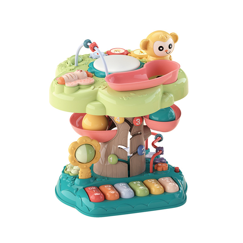 New Infant Multi-Functional Wisdom Tree Early Learning Machine Sound and Light Hand Drum Gear Bead-Stringing Toy Learning Machine Educational Toys