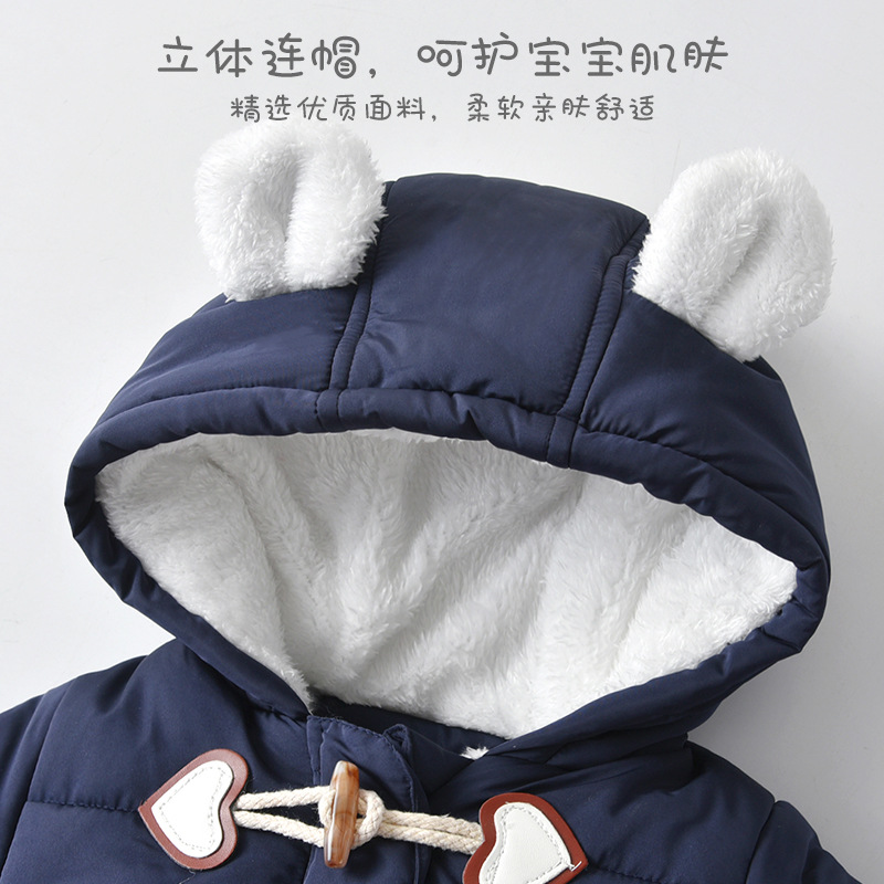 INS Popular Baby Winter Clothes Jumpsuit Thick Quilted Fleece-Lined Keep Baby Warm Cotton-Padded Coat Baby Clothes Foreign Trade Children&#039;s Wear