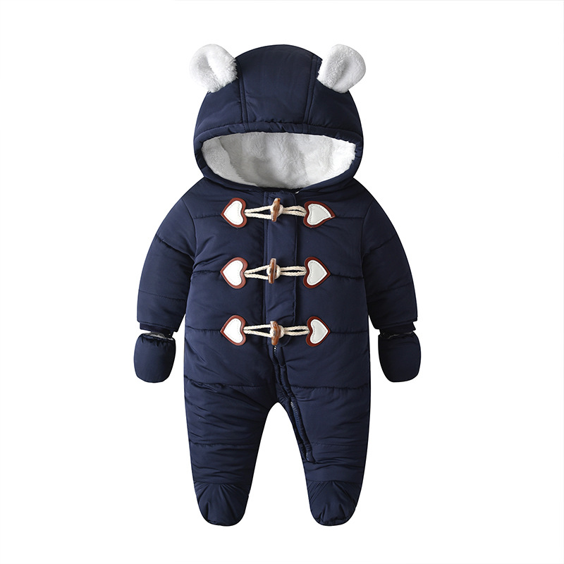 INS Popular Baby Winter Clothes Jumpsuit Thick Quilted Fleece-Lined Keep Baby Warm Cotton-Padded Coat Baby Clothes Foreign Trade Children&#039;s Wear