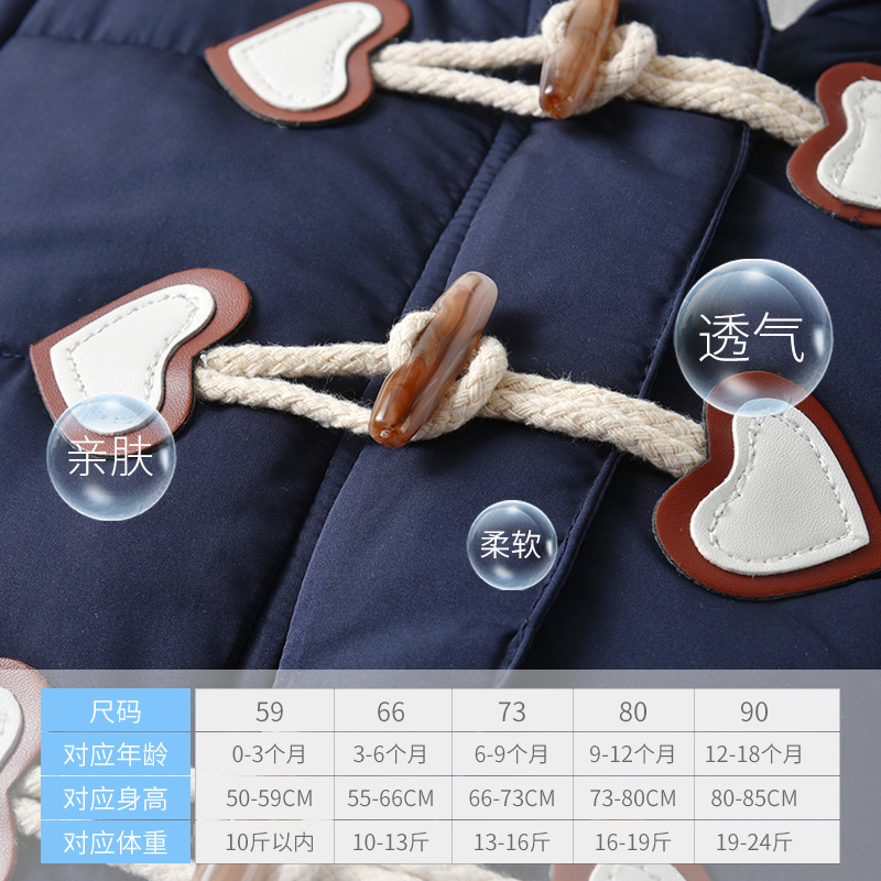 INS Popular Baby Winter Clothes Jumpsuit Thick Quilted Fleece-Lined Keep Baby Warm Cotton-Padded Coat Baby Clothes Foreign Trade Children&#039;s Wear