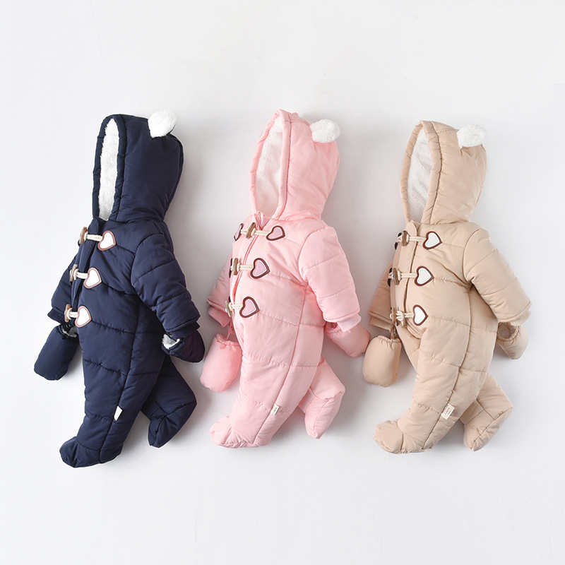INS Popular Baby Winter Clothes Jumpsuit Thick Quilted Fleece-Lined Keep Baby Warm Cotton-Padded Coat Baby Clothes Foreign Trade Children&#039;s Wear