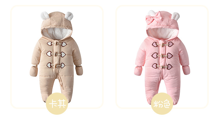 INS Popular Baby Winter Clothes Jumpsuit Thick Quilted Fleece-Lined Keep Baby Warm Cotton-Padded Coat Baby Clothes Foreign Trade Children's Wear