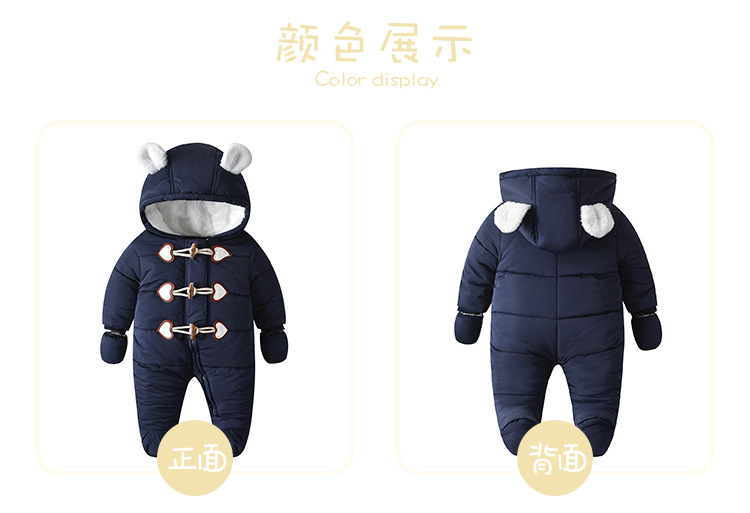 INS Popular Baby Winter Clothes Jumpsuit Thick Quilted Fleece-Lined Keep Baby Warm Cotton-Padded Coat Baby Clothes Foreign Trade Children's Wear