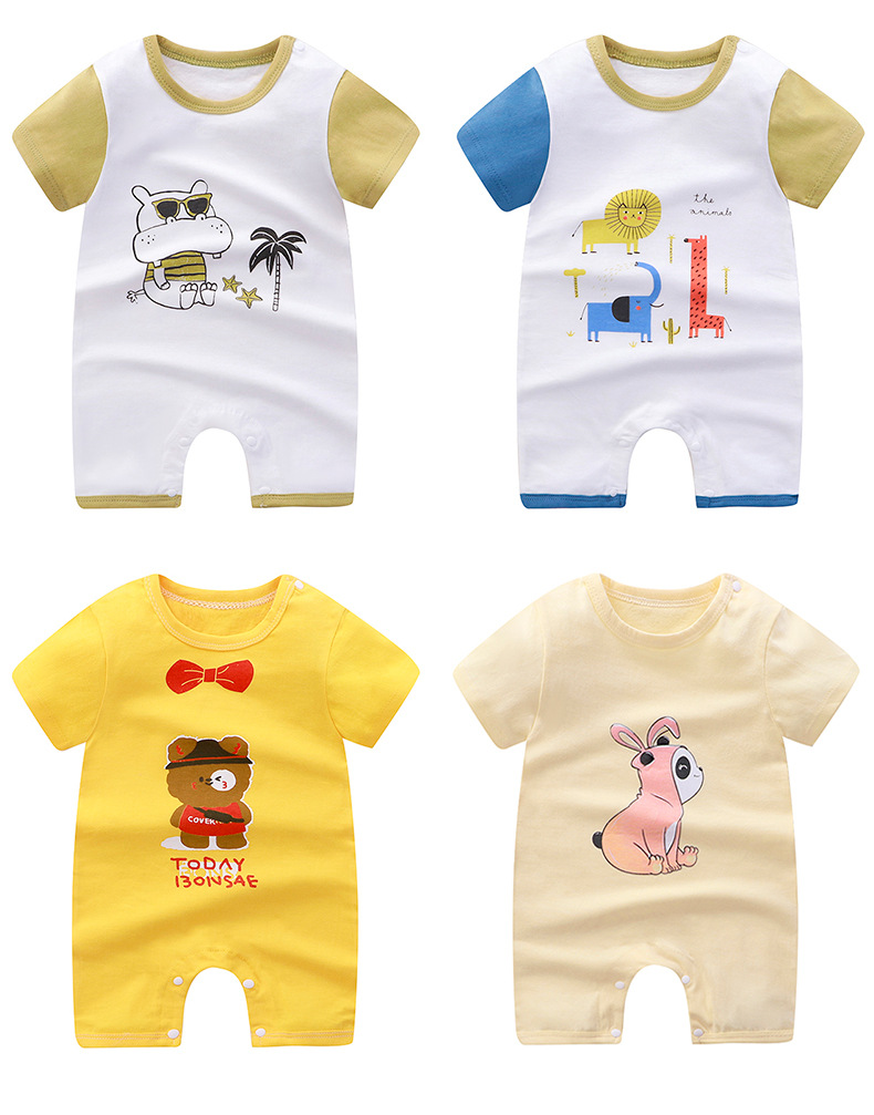 Baby Jumpsuit Romper Cotton Summer Clothing Baby Clothes Children's Short-Sleeved Newborn Jumpsuit Children's Clothing