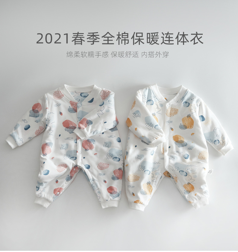 Newborn Baby Clothes Cotton Thickened Jumpsuit Baby Autumn and Winter Clothes Romper Thin Cotton Romper New Cotton-Padded Coat