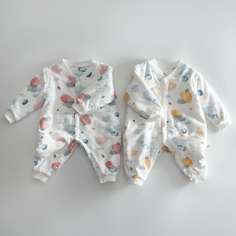 Newborn Baby Clothes Cotton Thickened Jumpsuit Baby Autumn and Winter Clothes Romper Thin Cotton Romper New Cotton-Padded Coat