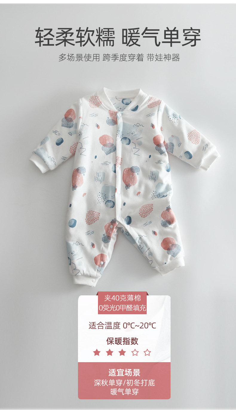 Newborn Baby Clothes Cotton Thickened Jumpsuit Baby Autumn and Winter Clothes Romper Thin Cotton Romper New Cotton-Padded Coat