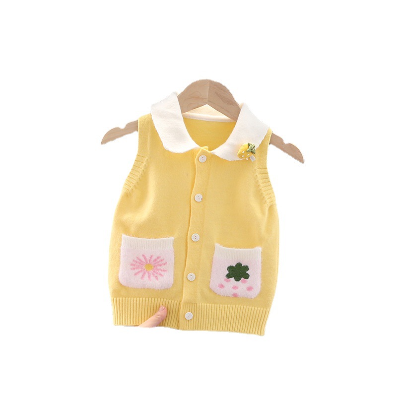Girls&#039; Spring Clothes Children&#039;s Vest Autumn Baby Clothes Baby Sweater Vest Spring and Autumn Outer Wear Knitted Kids&#039; Tops