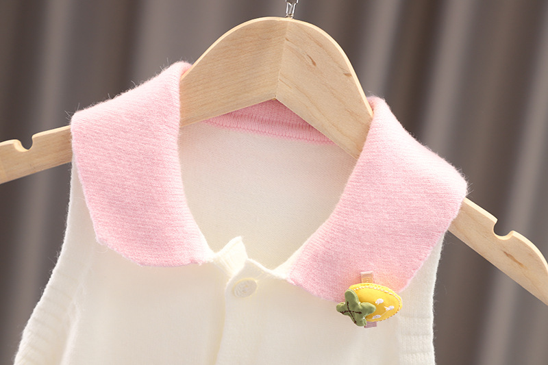 Girls' Spring Clothes Children's Vest Autumn Baby Clothes Baby Sweater Vest Spring and Autumn Outer Wear Knitted Kids' Tops