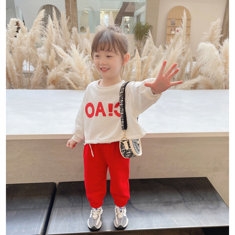 Girls' Autumn Set 2021 New Korean Style Trendy Spring and Autumn Children's Online Red Two-Piece Set Baby Clothes Fashion
