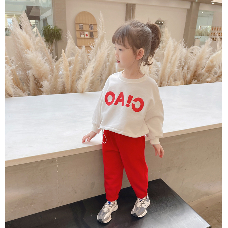 Girls' Autumn Set 2021 New Korean Style Trendy Spring and Autumn Children's Online Red Two-Piece Set Baby Clothes Fashion