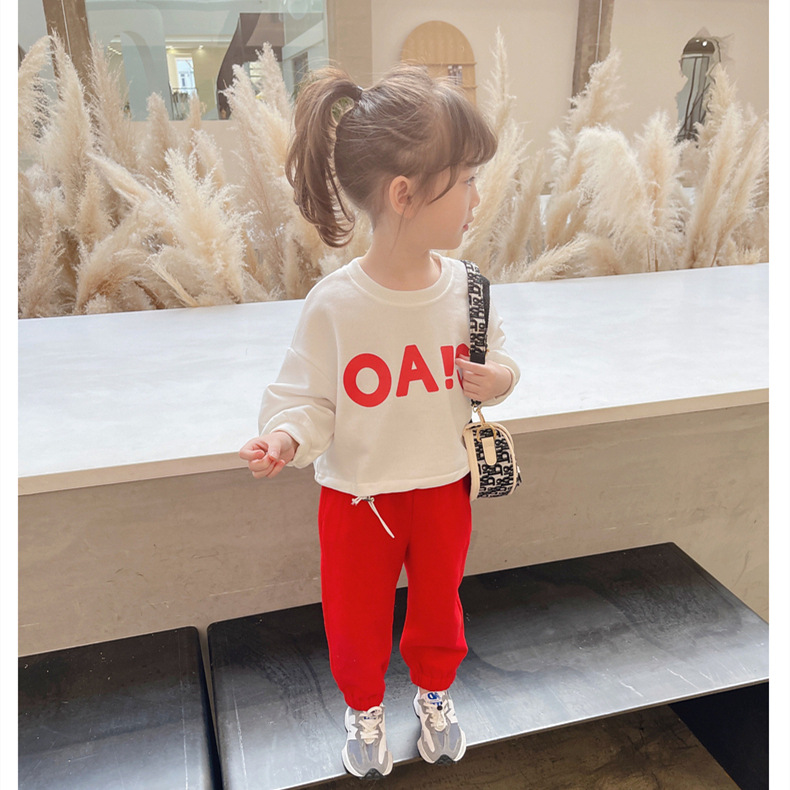 Girls' Autumn Set 2021 New Korean Style Trendy Spring and Autumn Children's Online Red Two-Piece Set Baby Clothes Fashion