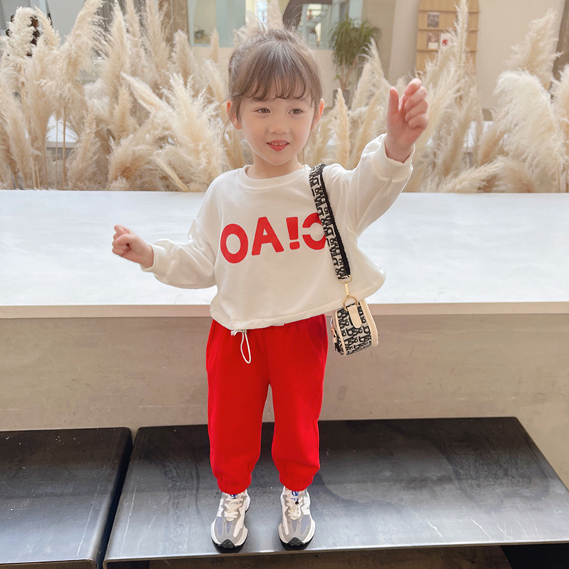 Girls' Autumn Set 2021 New Korean Style Trendy Spring and Autumn Children's Online Red Two-Piece Set Baby Clothes Fashion