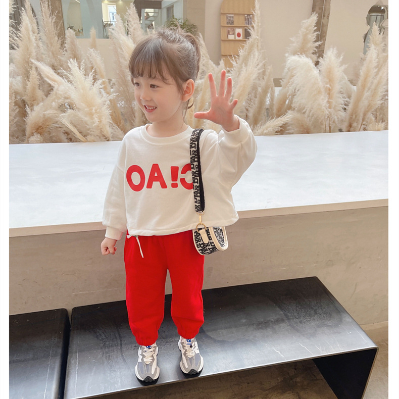 Girls' Autumn Set 2021 New Korean Style Trendy Spring and Autumn Children's Online Red Two-Piece Set Baby Clothes Fashion
